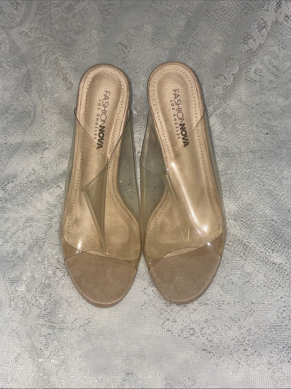 Fashion Nova Clear Nude heels